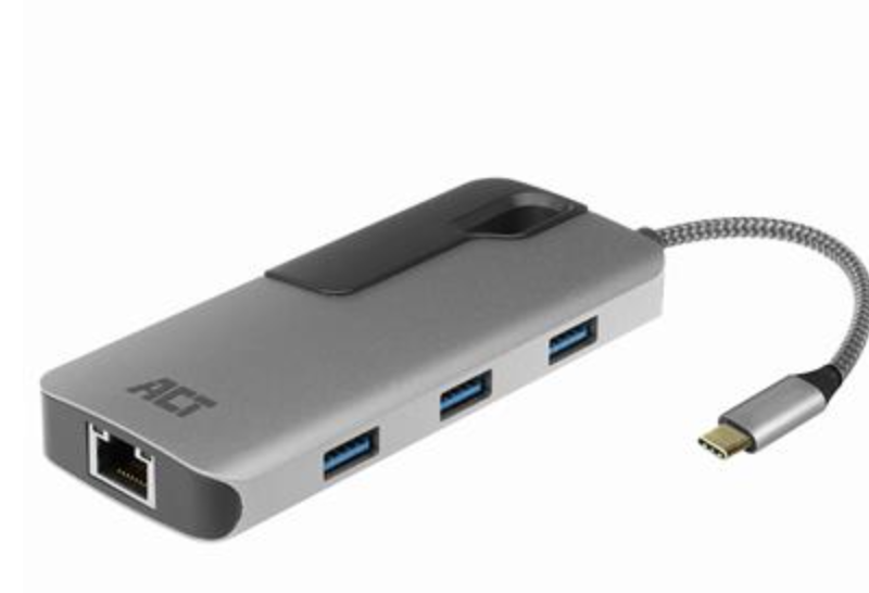 ACT USB-C 4K multiport adapter met HDMI, USB-A, LAN, USB-C PD Pass-Through 60W